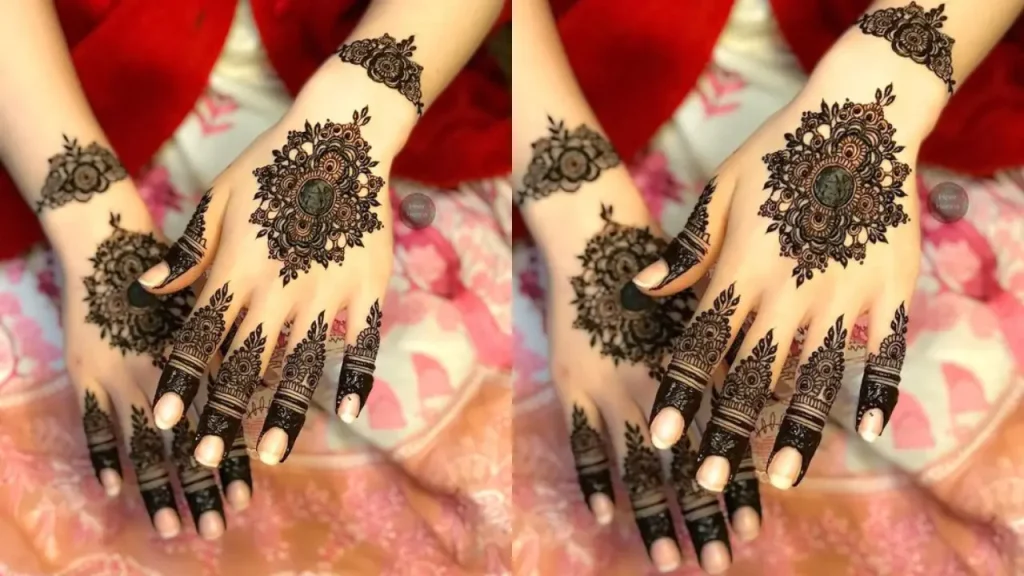 finger mehndi design front