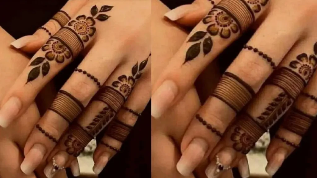 full beautiful mehndi design for fingers