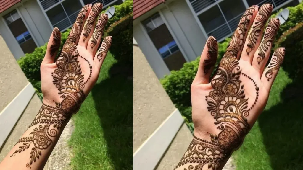 palm heavy mehndi design