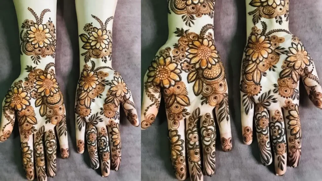 Beautiful heart front Hand Mehndi layout