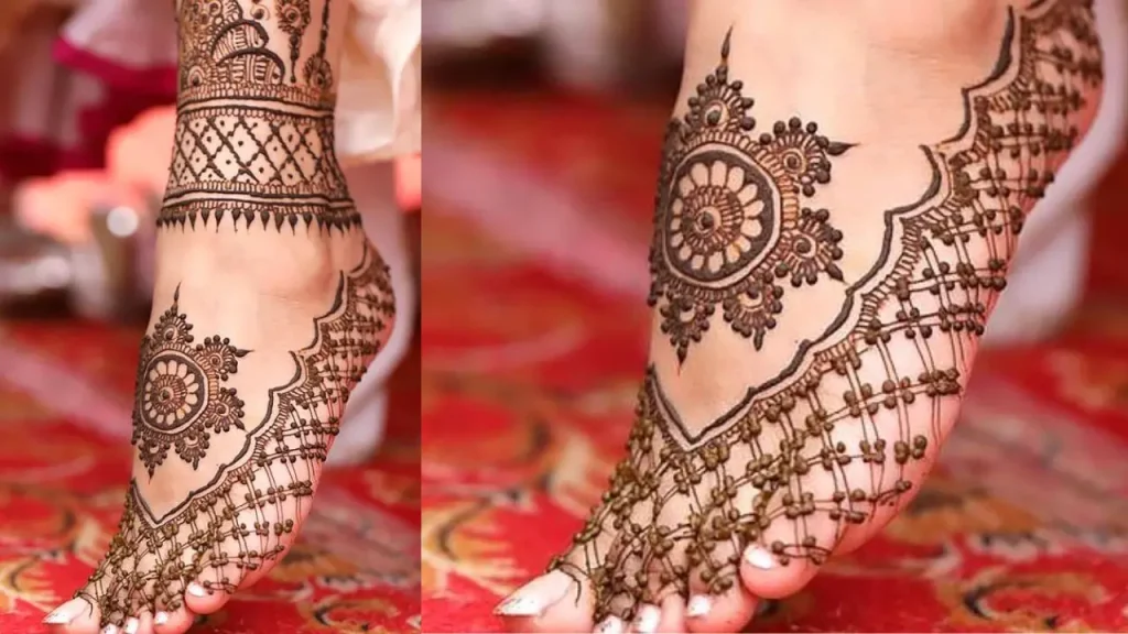 Geometric Glamour feet mehndi