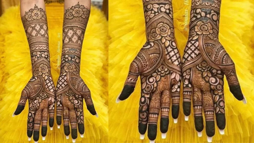 Latest bridal mehndi design front hand