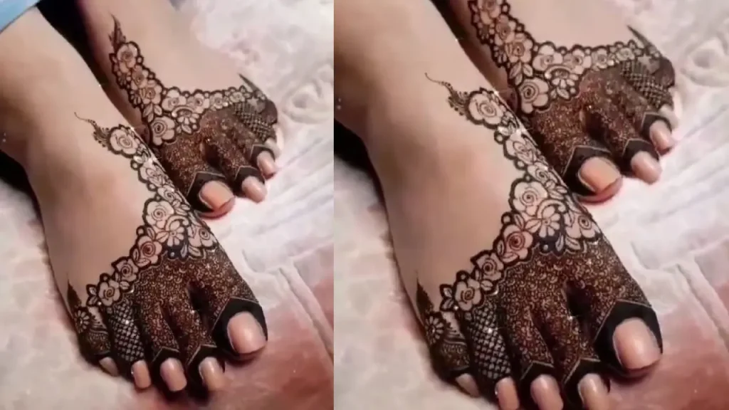 Paisley Motifs feet mehndi