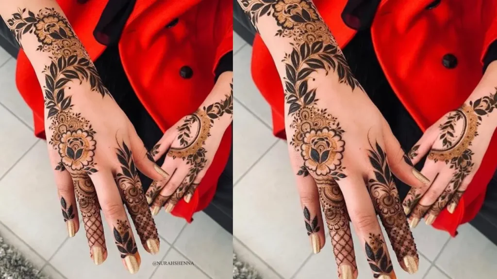 Rajasthani Baraat Back Hand Mehndi Design