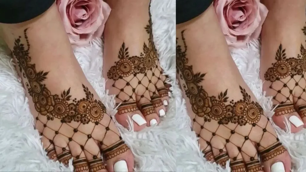 Symmetrical Mehndi Design for feet